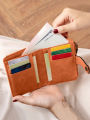 Thin and minimalist women's short wallet with detachable card slot and ID card window, suitable for men and women to use. 