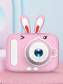 Mini cartoon bunny rabbit HD dual camera, students can video game digital camera (with silicone cover). 