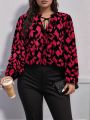 Plus Size 1XL-5XL New Women's Shirt Pattern Printed V-neck Top Long Sleeved Shirt Comfortable and Breathable.