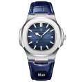 Pecolagar Quartz Men’s Luxury Stainless belt full blue& Green belt black& White& Watch with Box.