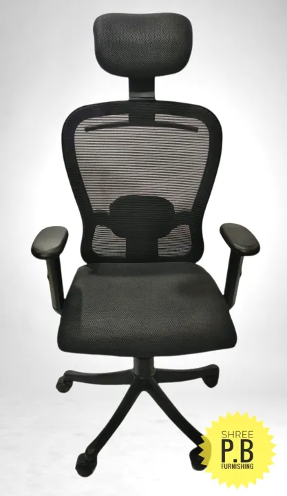MBM%20Butterfly%20High%20Back%20Revolving%20Chair%20with%20Headrest%20and%20Centre%20Tilt%20Mechanism%20in%20Black%20Fabric%20And%20Mesh/Net%20Back%20Executive%20Chair%20-%20Image%202