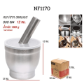 Genuine stainless steel mortar with silicone cap pestle stainless steel Korean mortar with cover size 10/12.7 cm. easy to carry.. 