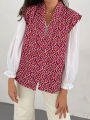 HH Autumn Winter Women Print Waistcoat Loose Casual  V Neck Sleeveless Open Front Vest 2024 Female Fashion Streetwear Top. 