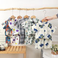 0-5Y Kids Baby Boy Clothes Summer Floral Print Sets 2Pcs Short Sleeve Shirt+Shorts Child Boy Beach Wear Casual Outfits.
