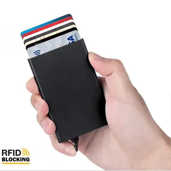 Rfid Smart Wallet Card Holder Metal Thin Slim Men Women Wallets Pop Up Minimalist Wallet Small Black Purse Vallet Walets for Men