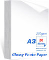 A3/A4/A5 Photo Paper 20Sheets, Waterproof Glossy for Photo Paper,230gsm Card Paper Inkjet Photo Paper.