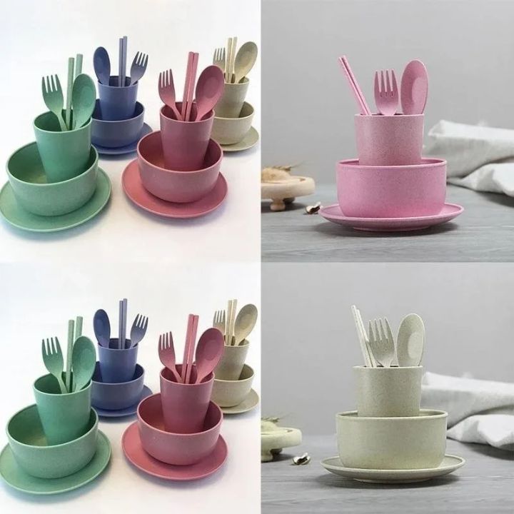 6%20Pcs/Set%20Wheat%20Straw%20Baby%20Tableware%20Children%20Food%20Dishes%20Bowl%20Feeding%20Infant%20Learning%20Dinnerware%20Spoon%20Chopsticks%20Fork%20Cup%20New%20-%20Image%204
