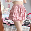 Y2K Sweet Ruffles Mini Skirt Women Kawaii Lolita Bow A Line Skirts Harajuku Japanese High Waist Pink White Ball Gown Skirt. 