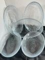 set of 6 plates clear shesha,nimko ,biscuits,raita,chatni, sweets serving dishes,ovel shape.. 