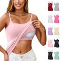 Women's Solid Color Fashion Simple Daily Vest With Chest Pad Four Seasons Basic Soft And Comfortable Versatile Camisole. 
