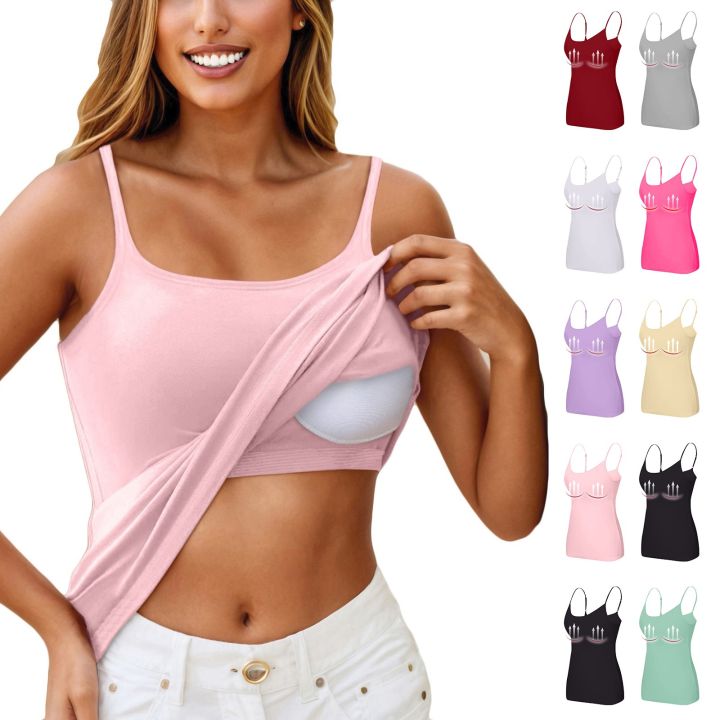 Women's Solid Color Fashion Simple Daily Vest With Chest Pad Four Seasons Basic Soft And Comfortable Versatile Camisole