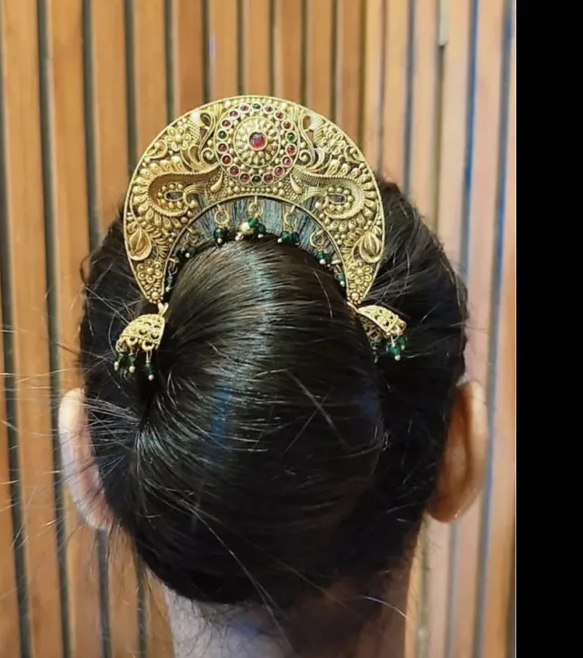 Elegant%20Gold%20Plated%20Polki%20Hair%20Brooch:%20Kemp%20Stone%20&%20Pearl%20Juda%20Pin%20-%20Image%206