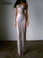 Nibber See Through Maxi Dress Women  Strappy Dresses Body-shaping Vestido Female Stunning Hipster Attirewear Clothing. 