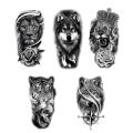 5PCS Wolf Lion Waterproof Temporary Tattoo Sticker Tiger Rose Flower Dragon Snake Skull Animal Body Art Arm Fake Tatoo Men Women. 