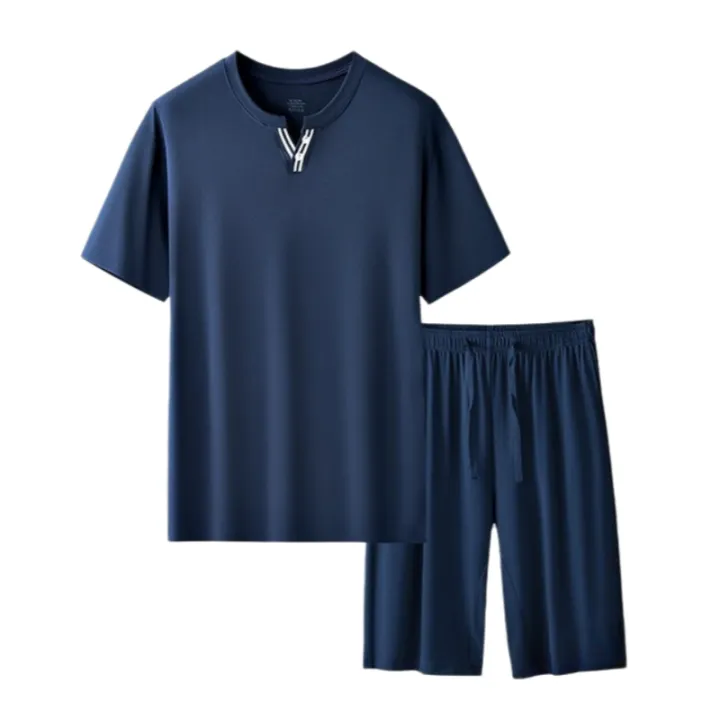 Men's%20Ultra%20Fine%20Modal%20Pajamas%20Set%20Short%20Sleeves%20Comfortable%20Spring%20Summer%20Luxury%20Sleepwear%20Loungewear%20for%20Men%20-%20Image%205