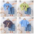 Summer Baby Boy Clothes 2024 Korean Style Cartoon O-neck Short Sleeve T-shirts and Shorts. 