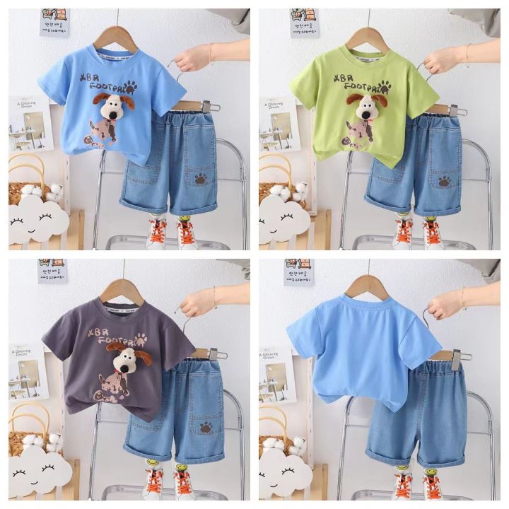 Summer Baby Boy Clothes 2024 Korean Style Cartoon O-neck Short Sleeve T-shirts and Shorts