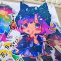 50 Sheets Star Pattern Size: 2.9X 4.1 Inch Holographic Sticker Paper Glitter Clear Holographic Overlay Cold Laminating Film.