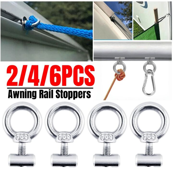 2-6PCS camper van Awning Rail Stoppers Stainless Steel Lifting Eye Nut Fastener Tent Track Ropelifting Ring Caravan Accessories
