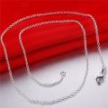 wholesale 5pcs/lot 925 Sterling Silver Chain necklace,Fashion Men/Women DIY Jewelry Rolo Chain 1mm Necklace 16 18 20 22 24".