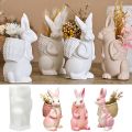 3D Easter Bunny Silicone Mold DIY Cute Animal Basket Rabbit Vase Ornaments Casting Molds Home Plaster Concrete Craft  Decor. 