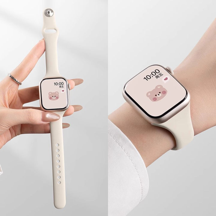 Slim Silicone Strap For Apple Watch Band 45mm 44mm 40mm 41mm 42-38mm sport bracelet iwatch series 8 7 se 3 4 5 6 9 10 46mm 49mm
