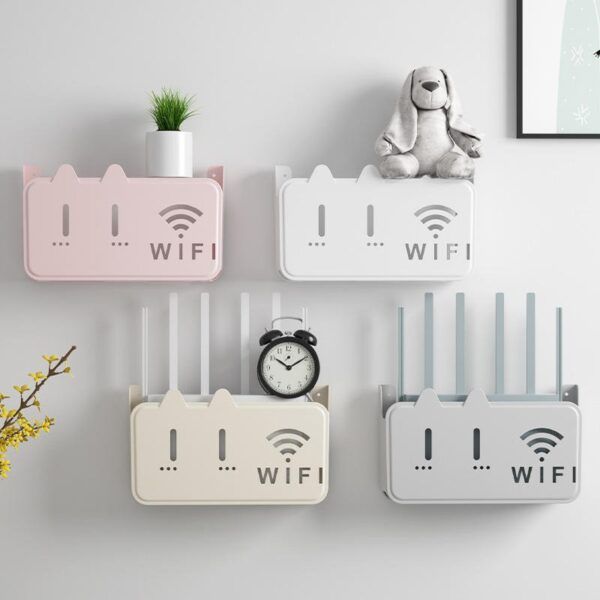 Premium WiFi Router Stand & Storage Box - Wall Mount Router Holder with Cable Management - Decorative WPC Board Shelf for Home & Office