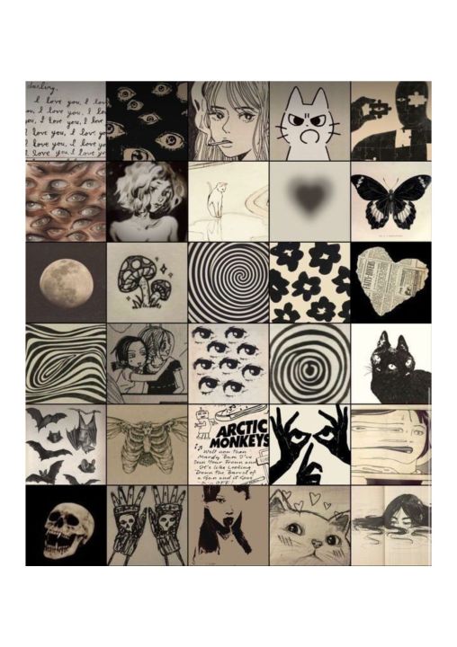 Dark Aesthatic Sticker set, vintage stickers, Depressing dark sicker, Sticker for mobile, sticker fir laptop, cool stickers, goth stickers