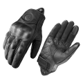 Retro Motorcycle Gloves Perforated Glove Breathable Genuine Leather Black All Seasons Moto Racing Cycling Motocross Bike Knight.