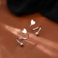 2pcs Stainless Steel Spiral Twisted Stud Earrings, Lip Piercing Heart Star Cartilage Tragus Helix Ear Piercing Jewelry Gifts. 