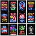 Neon Gaming Wall Art  Gamer Canvas Prints for Kids Boys Room Decor Playroom Decoration No Light  Posters  Canvas Paintings. 