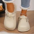 Waterproof Eva Furry Mules Slippers Women 2025 Winter Metal Buckle Warm Plush Slippers Soft Thick Bottom Non Slip Indoor Slides.