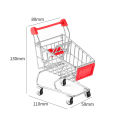 Children's Mini Simulation Shopping Cart Model Hand Cart Metal Model Storage Car Desktop Multifunction Storage Ornament Model. 