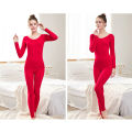 Thermal Underwear Set for Women Fleece Lined Base Layer Tops Bottoms Free-cutting Seamless Crew Neck Long Sleeved Long Johns. 