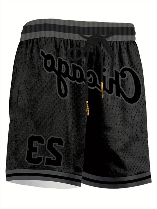 NO.23%20Black%20Basketball%20Shorts%20Summer%20Breathable%20Loose%20Y2K%20Oversized%20Leisure%20Suitable%20Fitness%20Exercise%20Training%20Shorts%20Moto%20-%20Image%202