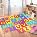 36 Pieces Alphabet and Number Puzzle Foam Mat for Kids | Multicolor-15*10 Inch. 