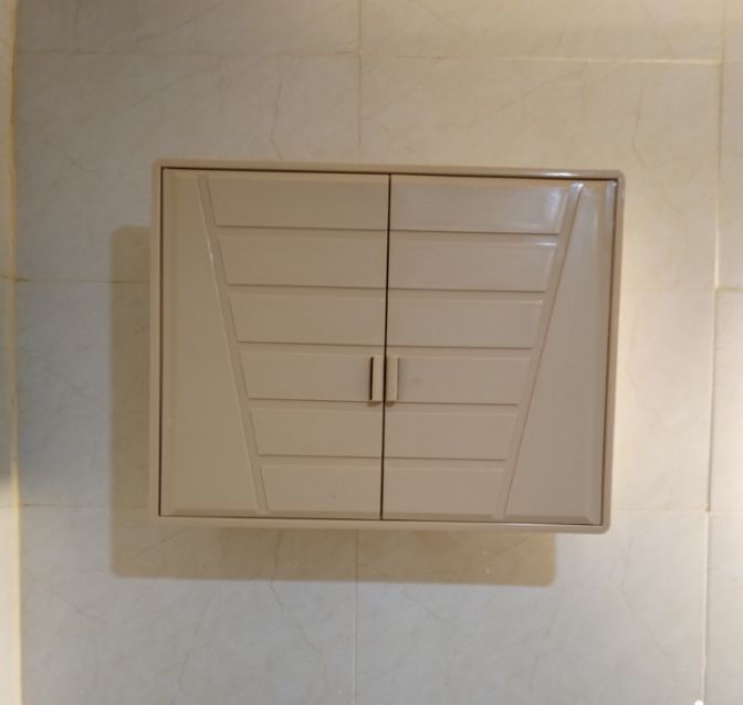 Front storage box cabinet for bathroom accessories storage Double door plastic box