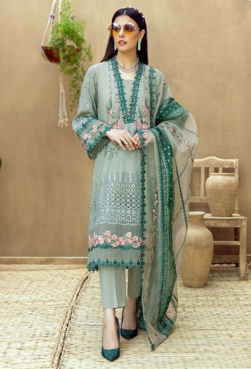 lawn full heavy embriodered unstitche dress for women