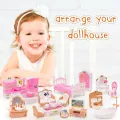 Dollhouse Furniture Set Accessories Doll House Mini Furniture Pretend Play Bedroom Living Room Bathroom Kitchen Kids Birthday.