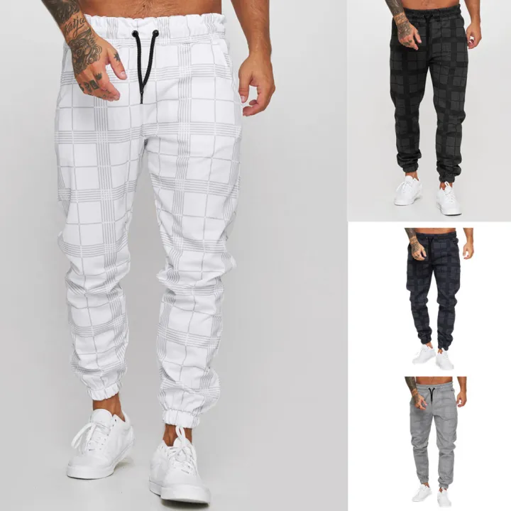 2024%20New%20Fashion%20Men%20Pants%20Mid%20Waist%20Slims%20Fit%20Male%20Sweatpants%20Plaid%20Checkered%20Side%20Stripe%20Trousers%20Summer%20Work%20Casual%20Pants%20-%20Image%202