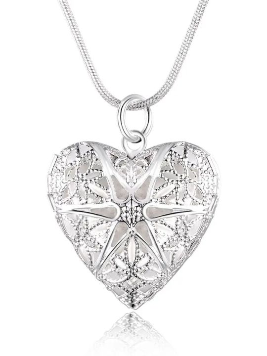 Hot%20925%20Sterling%20Silver%20Photo%20Frame%20Pendant%20Necklace%2018/20/22/24%20Inch%20Snake%20Chain%20For%20Woman%20Charm%20Wedding%20Fashion%20Jewelry%20-%20Image%203