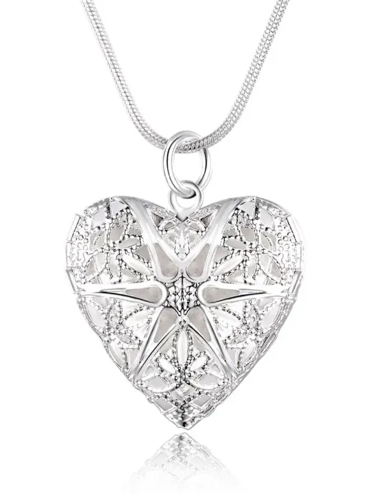 Hot%20925%20Sterling%20Silver%20Photo%20Frame%20Pendant%20Necklace%2018/20/22/24%20Inch%20Snake%20Chain%20For%20Woman%20Charm%20Wedding%20Fashion%20Jewelry%20-%20Image%203