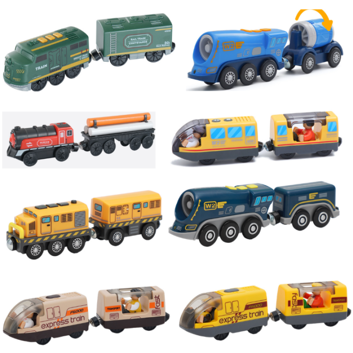 Electric Train Magnetic Car Diecast Slot Fit All Brand Wooden Train Track Railway Electric Rail Train  For Kids children's Toy