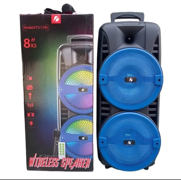 KTS%201745%20Speaker%20Dual%208*8%20Portable%20speaker%20wire%20Bluetooth%20Speaker%20with%20Mike%20-%20Image%202