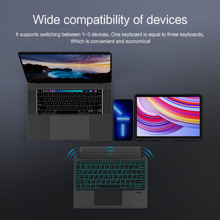 AJIUYU%20Backlight%20Magic%20Keyboard%20For%20XiaoMi%20Redmi%20Pad%20Pro%2012.1%20inch%20Folio%20Smart%20Case%20Portuguese%20Spanish%20Arabic%20Keyboard%20Cover%20-%20Image%205