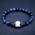 Natural Stone Bead Bracelets for Men Fashion Luxury Antique Crown Mate Beads Tiger Eye Stone Handmade Beaded Bracelets Jewelry. 