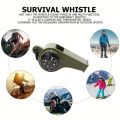 3-in-1 Emergency Whistle Compass & Thermometer - High Decibel Survival Keychain for Outdoor Safety. 