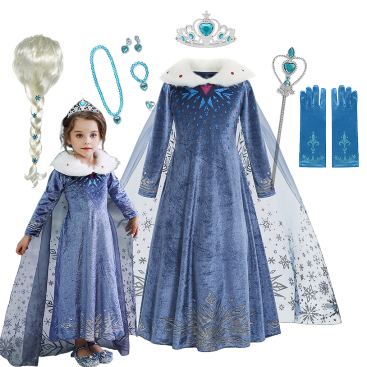 Elsa%20Dress%20for%20Girl%20Princess%20Birthday%20Party%20Winter%20Costume%20Kids%20Cosplay%20Frozen%20Evening%20Long%20Sleeve%20Clothes%20Snow%20Queen%20-%20Image%202