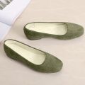 Women Suede Loafers Flat Heel Shallow Female Shoes Spring Summer Square Toe Basic Concise Women Pumps Size 36-43. 