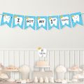 “I Got My First Tooth” Banner – Blue & Pink Card Garland | Baby First Tooth, First Birthday & Milestone Party Decoration | Photo Prop. 
